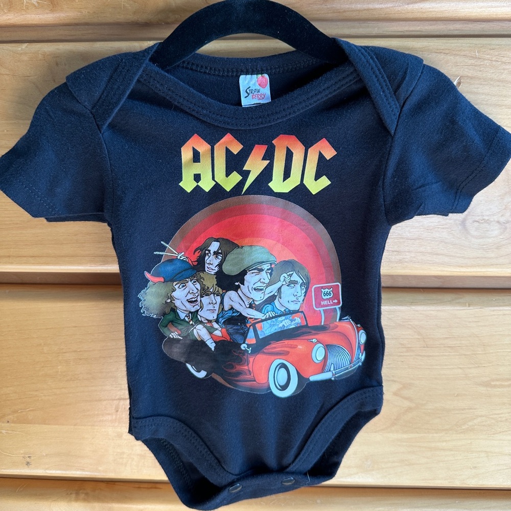 AC/DC Black and Red Kids Bodysuit size 0-3 months